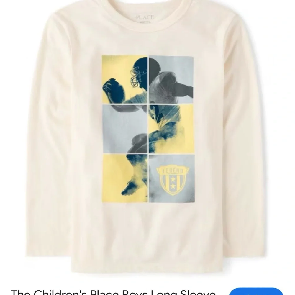 The Children's Place Cream Long Sleeve Tee with Yellow & Gray Football Graphic
